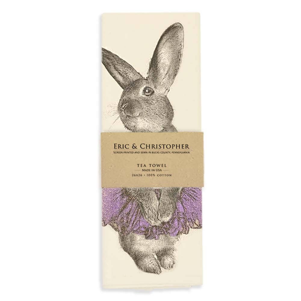 Bunny Tutu Tea Towel - Purple
