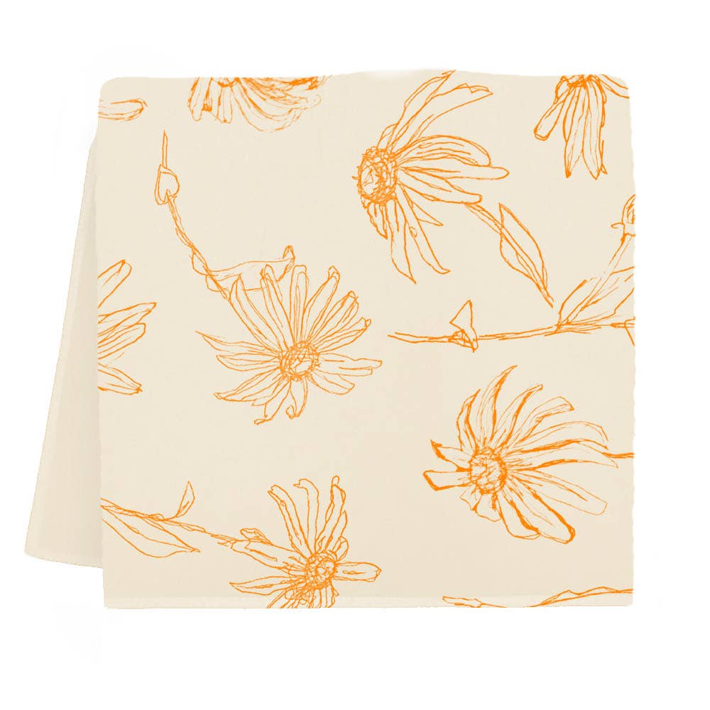 Floral Tea Towel (Sunshine Yellow Color)