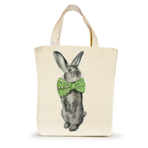 Bunny Bowtie Small Tote - Green