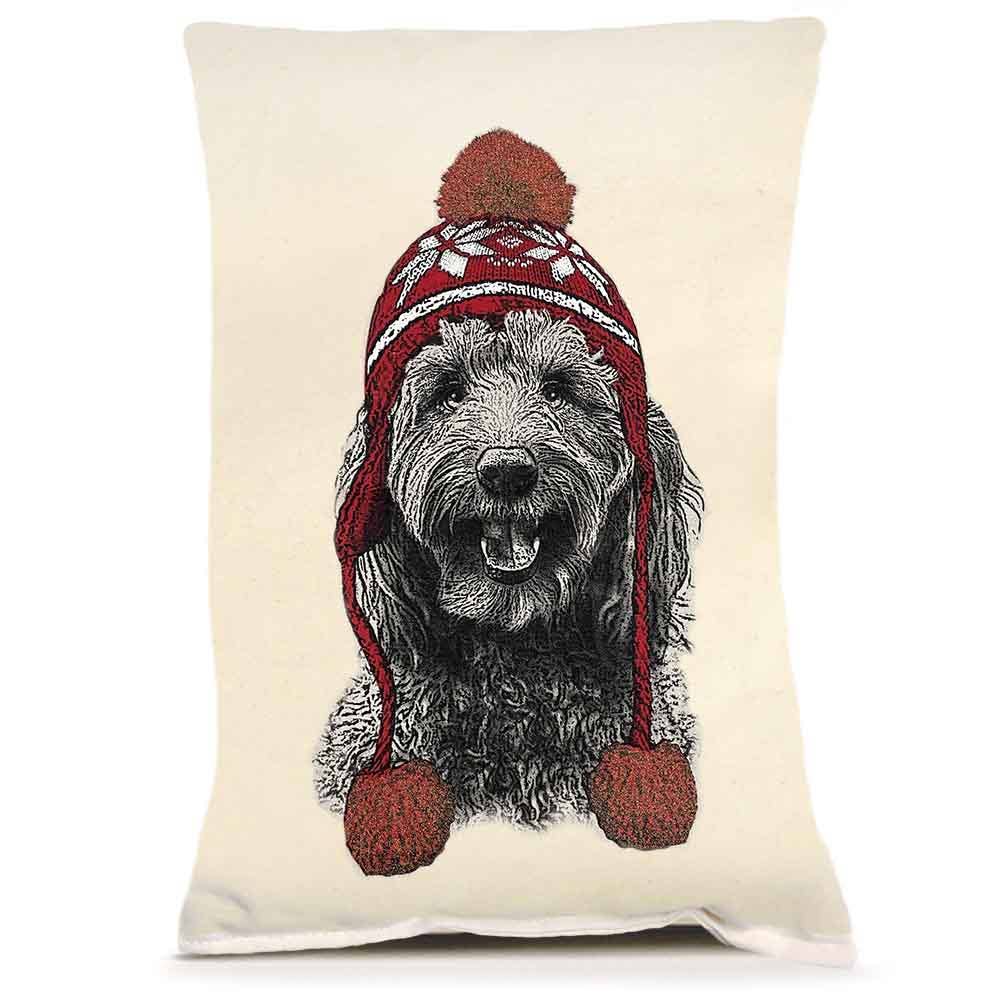 Labradoodle with Hat Pillow