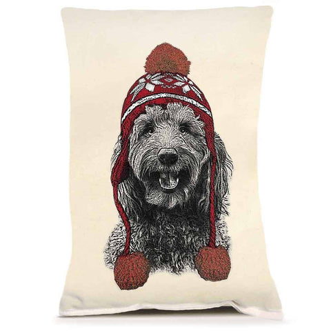 Labradoodle with Hat Pillow