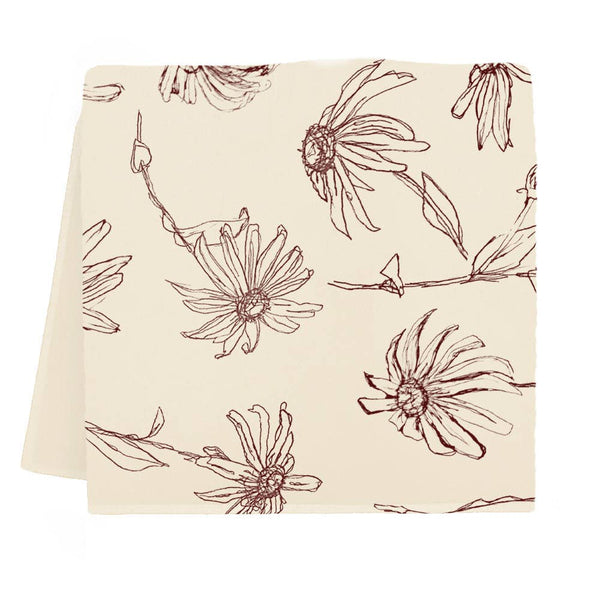 Floral Tea Towel (Burgundy Merlot Color)