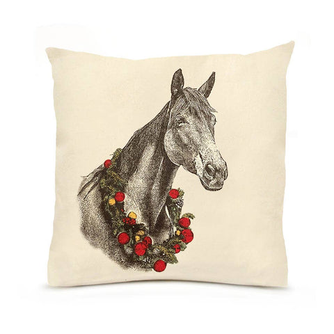 Horse with Wreath 16 x 16 Pillow