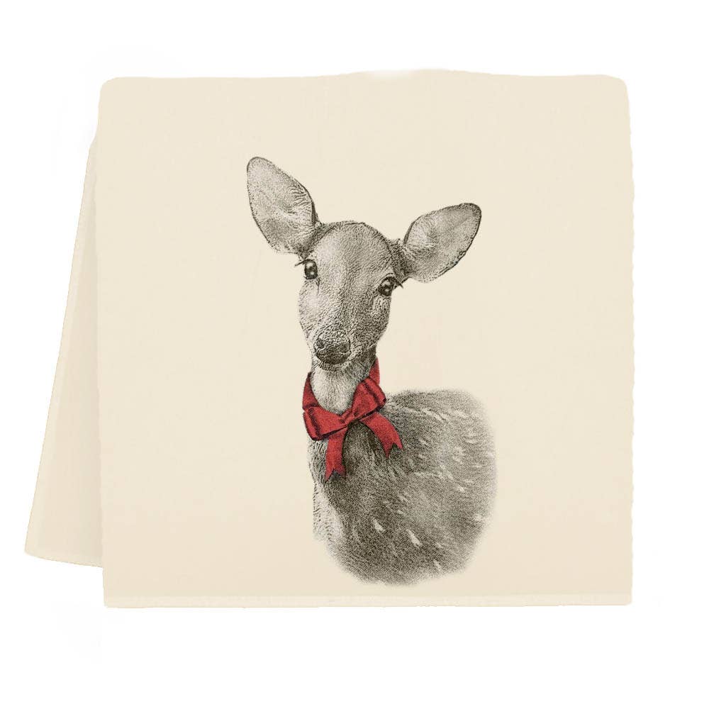 Fawn with Bow Tea Towel