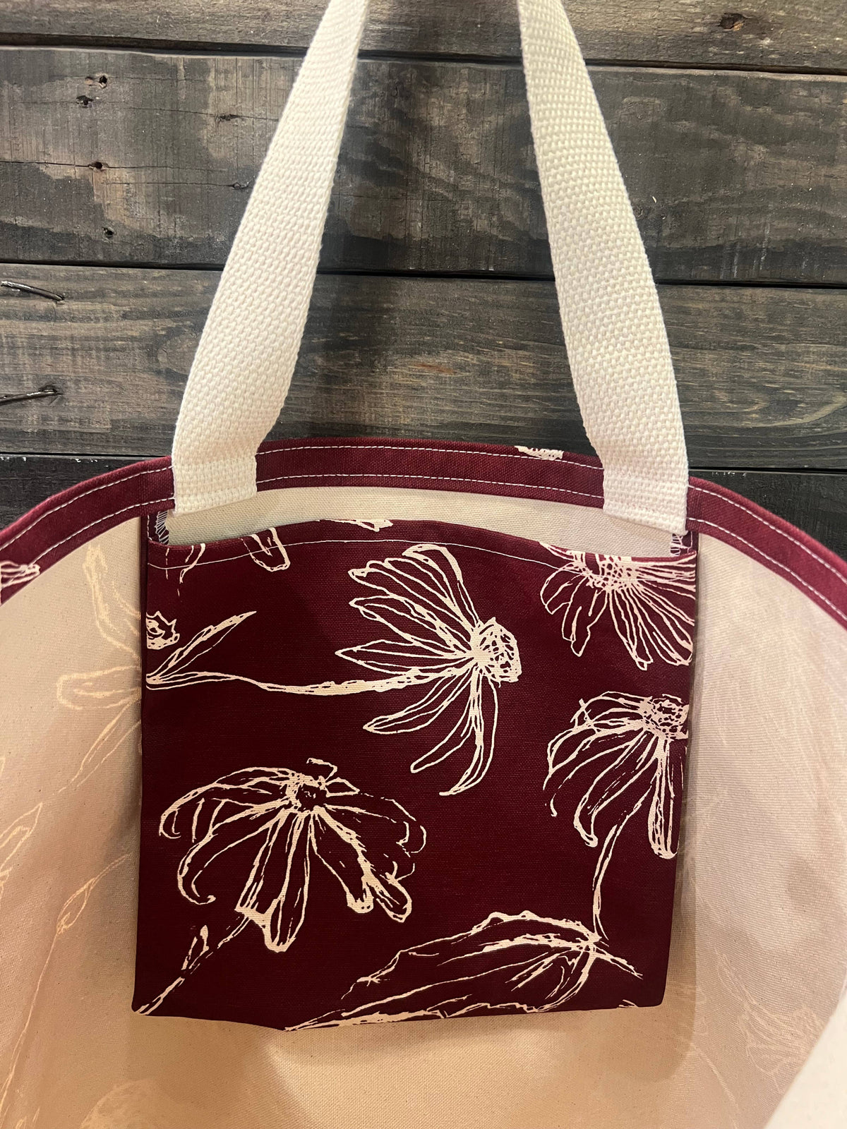 Black Eyed Susan Large Tote (Burgundy Merlot)