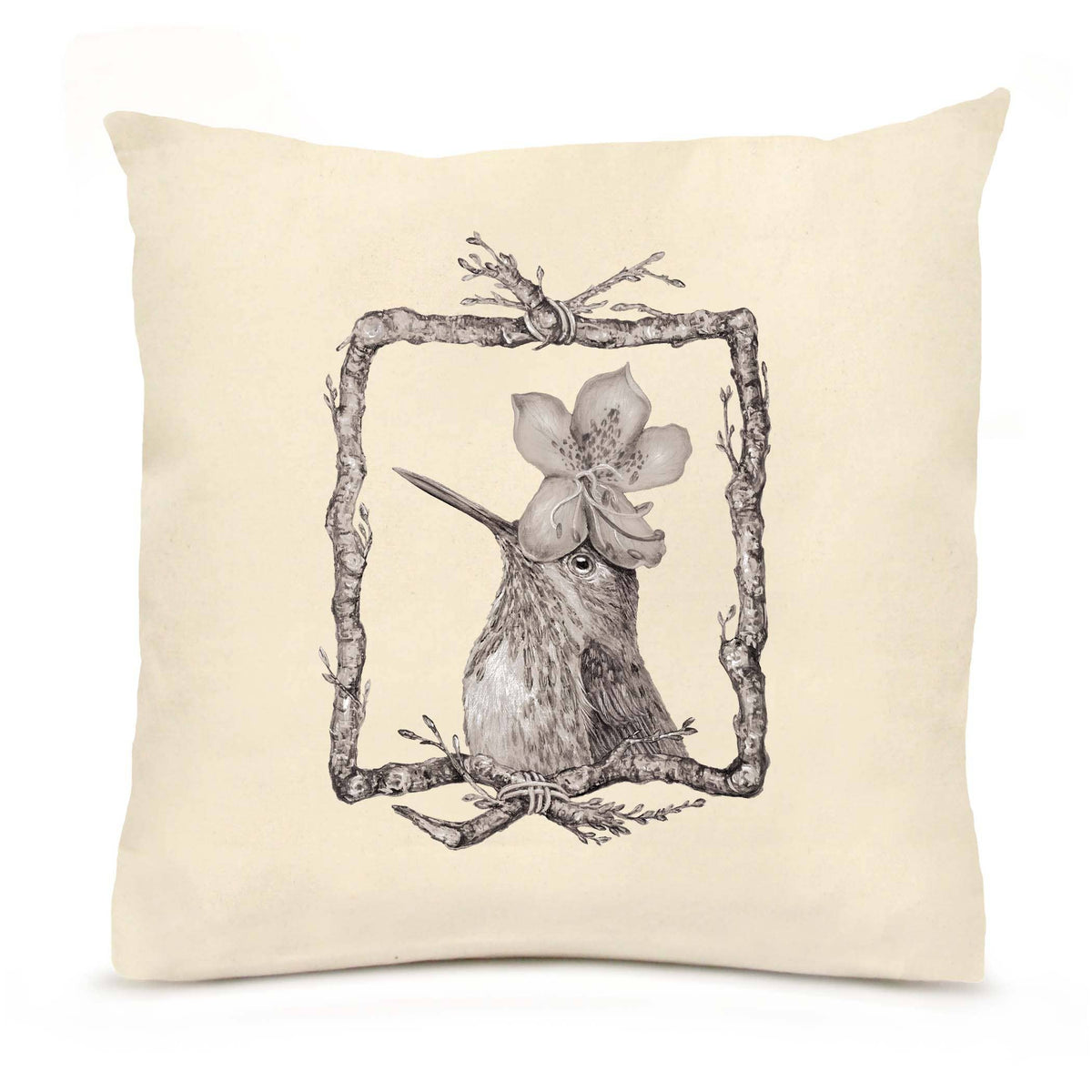 Rex the Hummingbird Large Pillow (with Border)