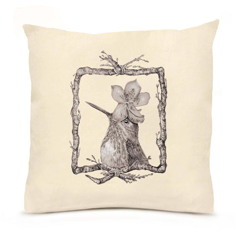 Rex the Hummingbird Large Pillow (with Border)