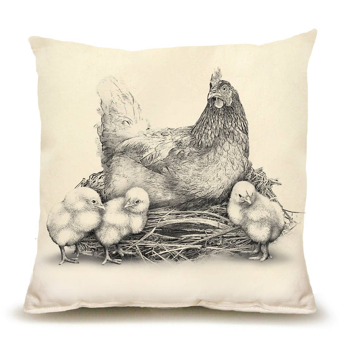 Hen with Chicks Spring Pillow