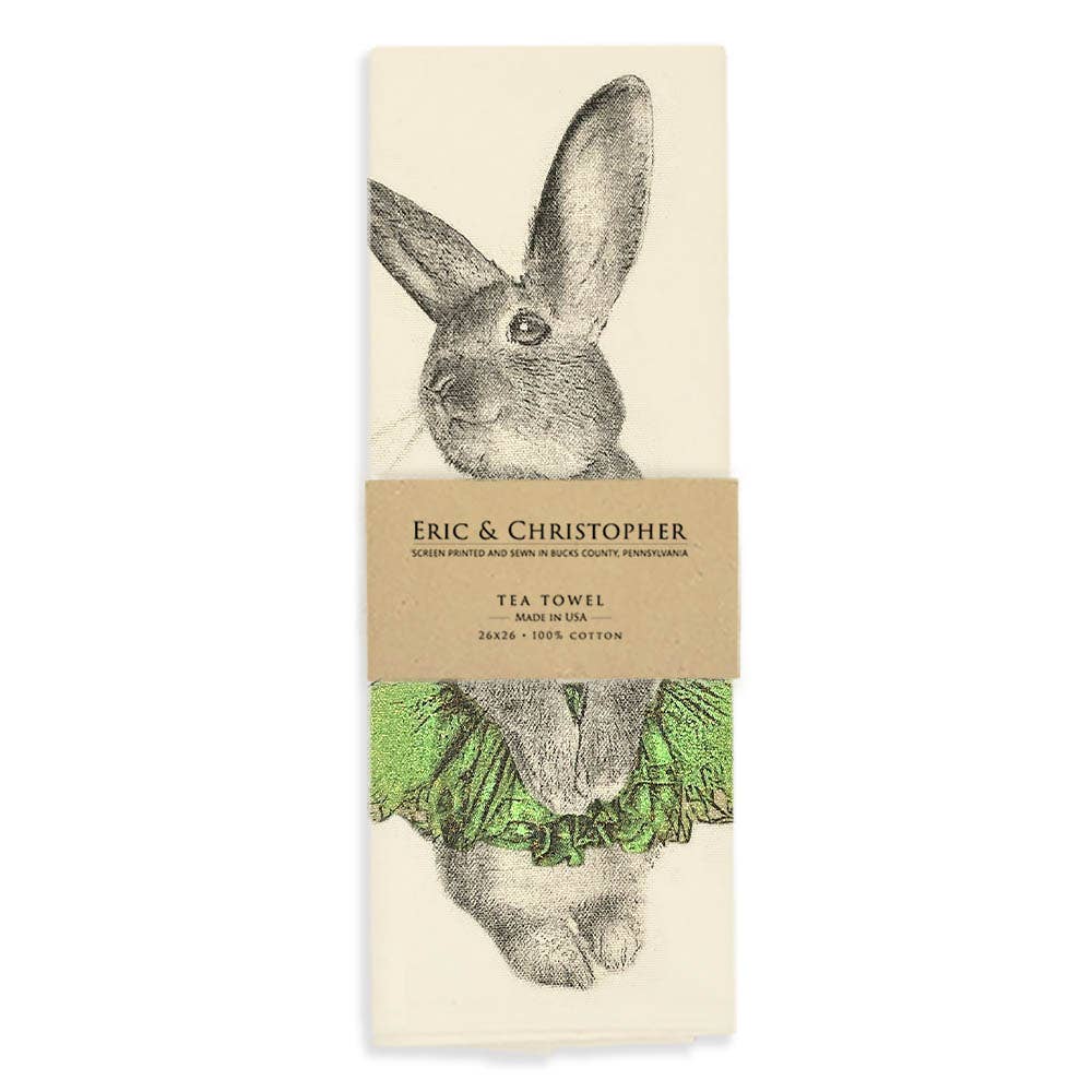 Bunny Tutu Tea Towel - Green