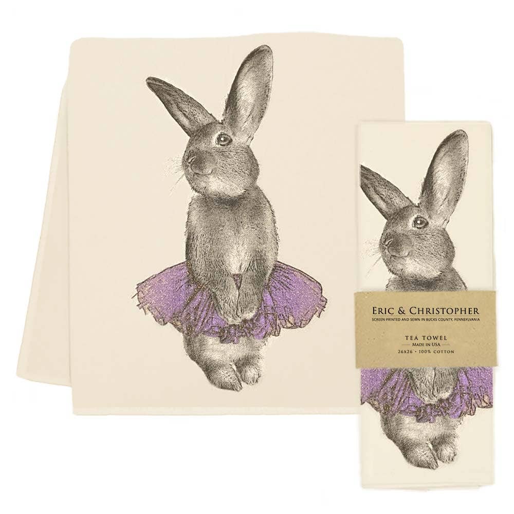 Bunny Tutu Tea Towel - Purple