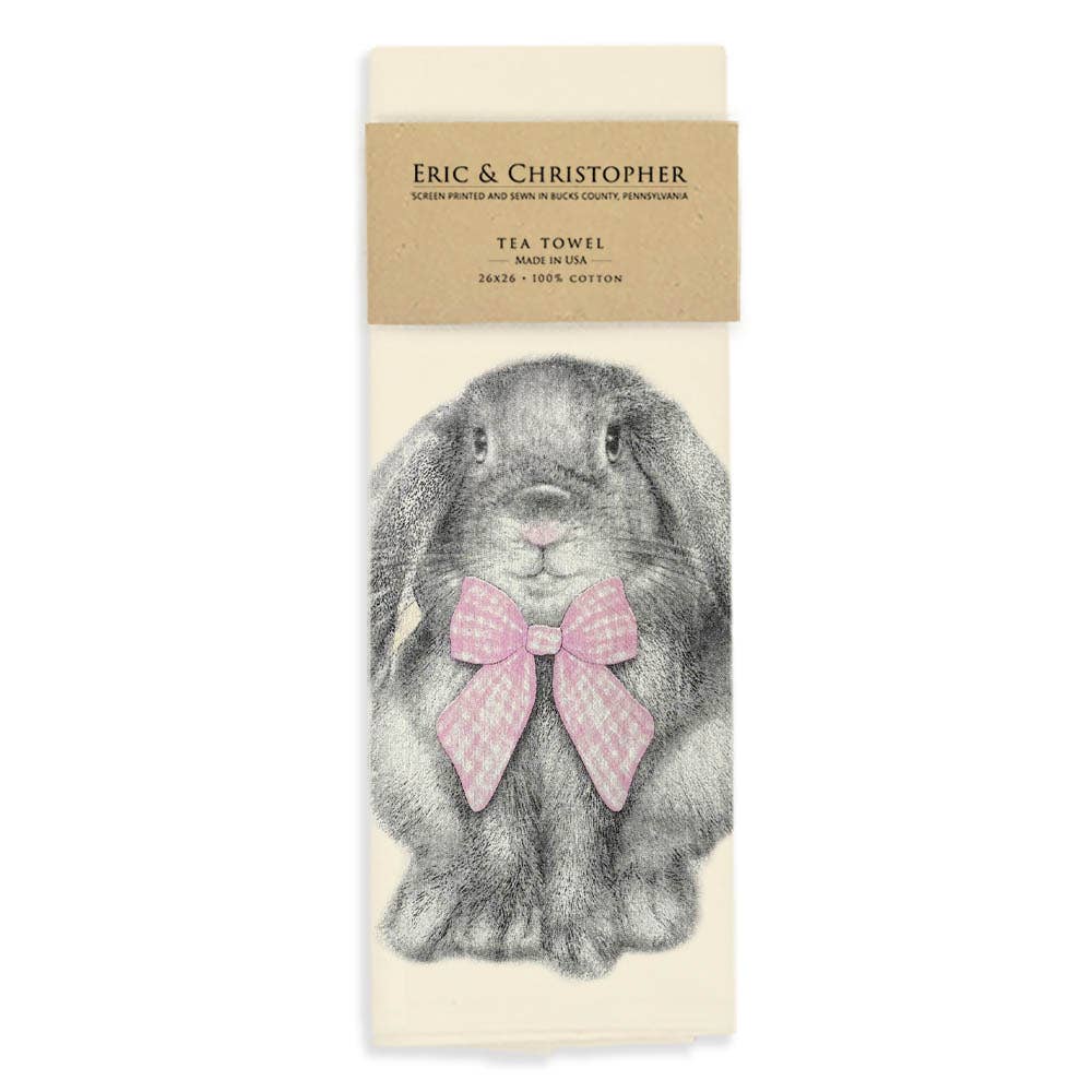 Easter Bunny with Gingham Bow Tea Towel