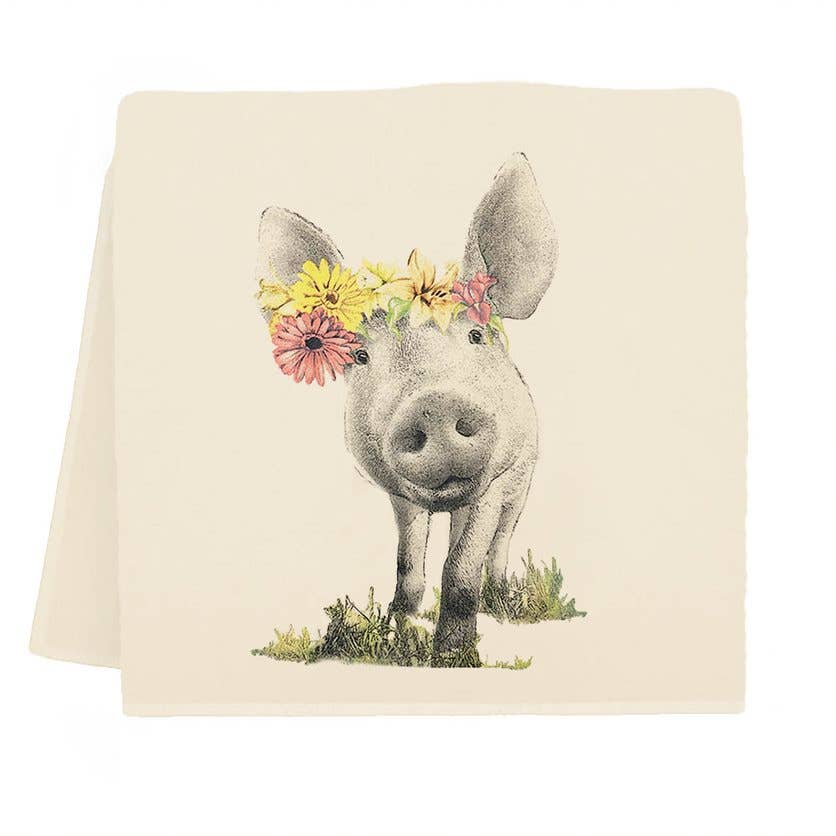 Squiggles the Pig Tea Towel