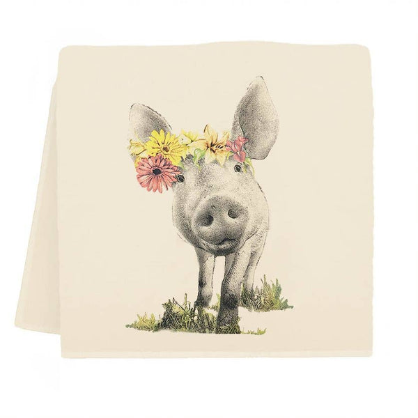 Squiggles the Pig Tea Towel