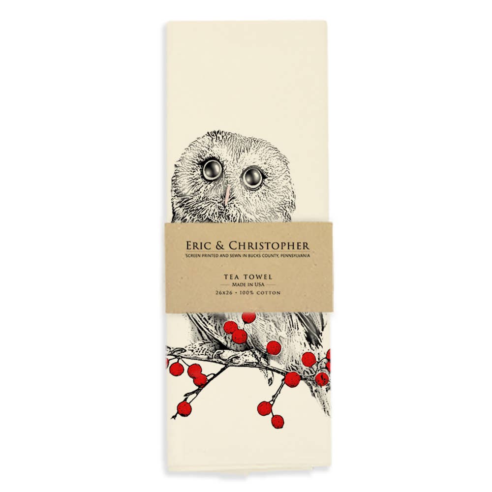 Winter Owl Tea Towel