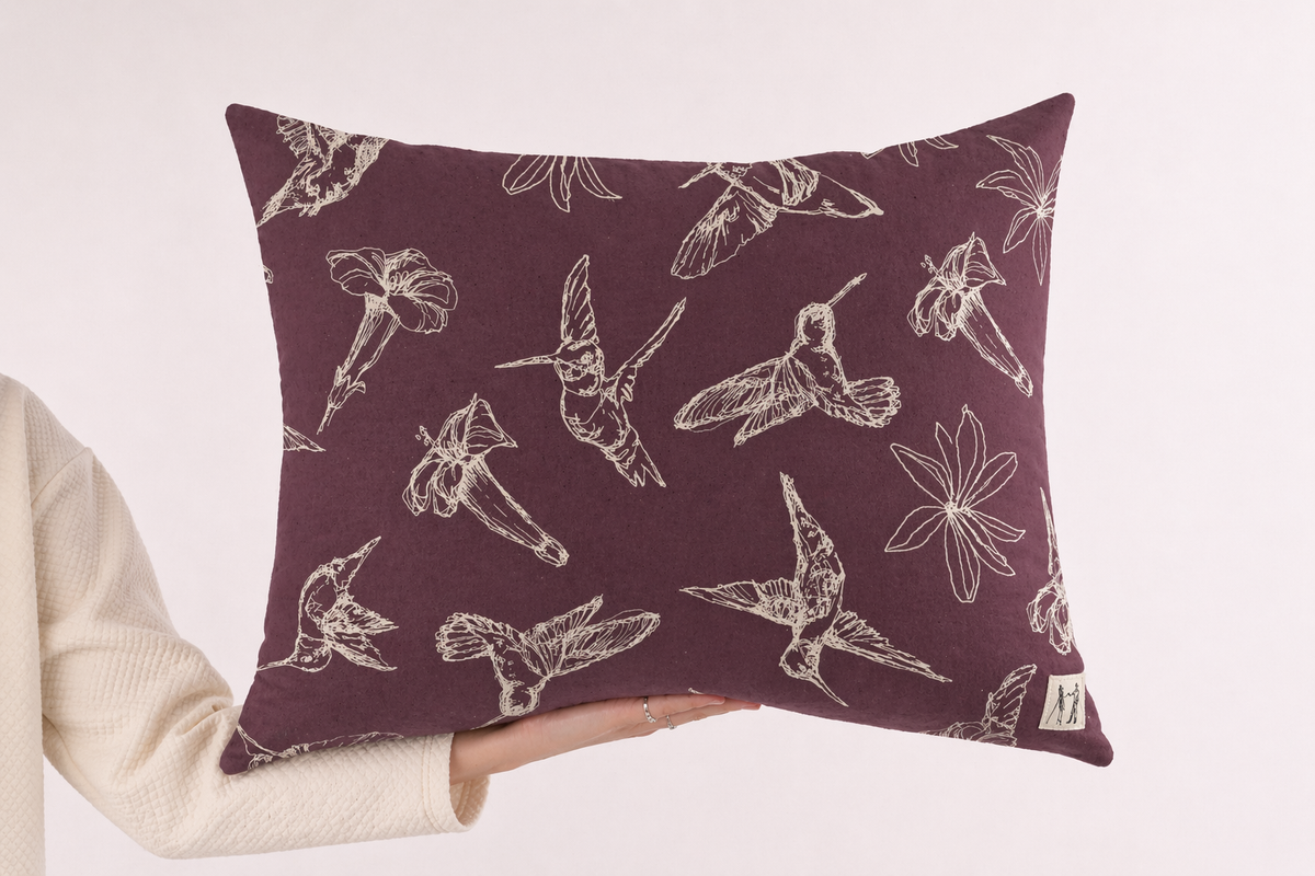 NEW Large Hummingbird Pillow (Merlot)