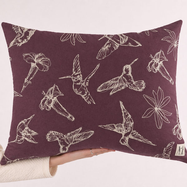 NEW Large Hummingbird Pillow (Merlot)