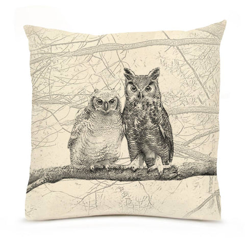 American Woodlands Collective Owls Large Pillow