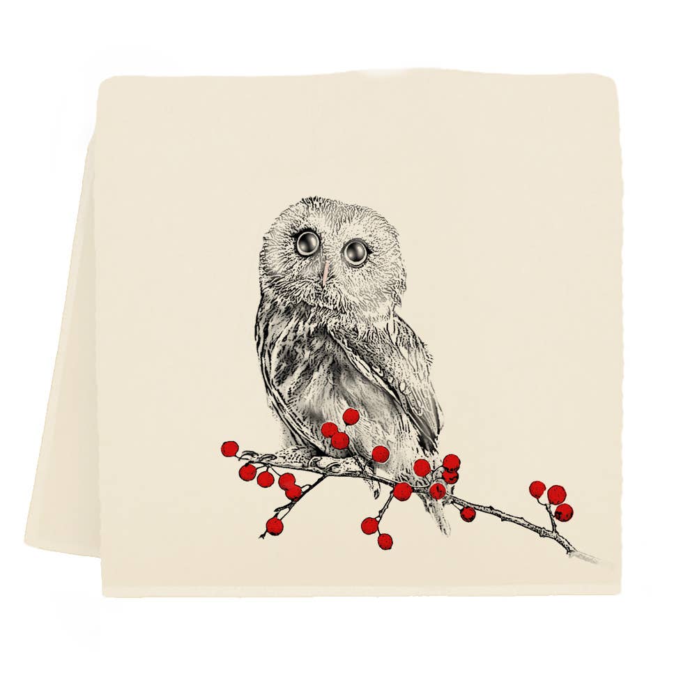 Winter Owl Tea Towel