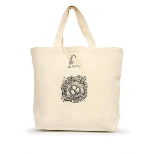 Howard the Housefinch Large Tote (with Border)