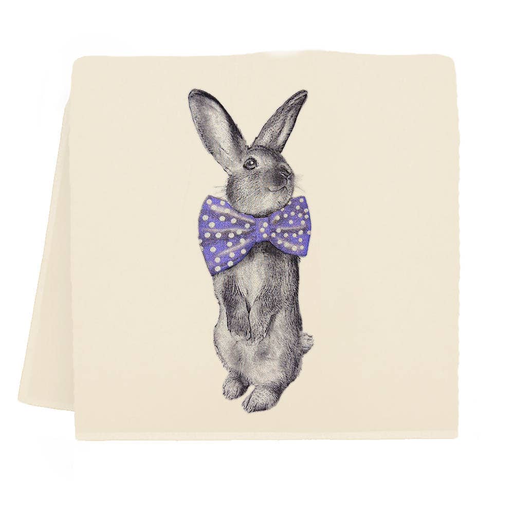 Bunny Bowtie Tea Towel Purple