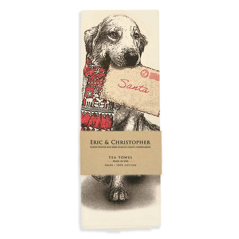 Letter to Santa Golden Retriever Tea Towel