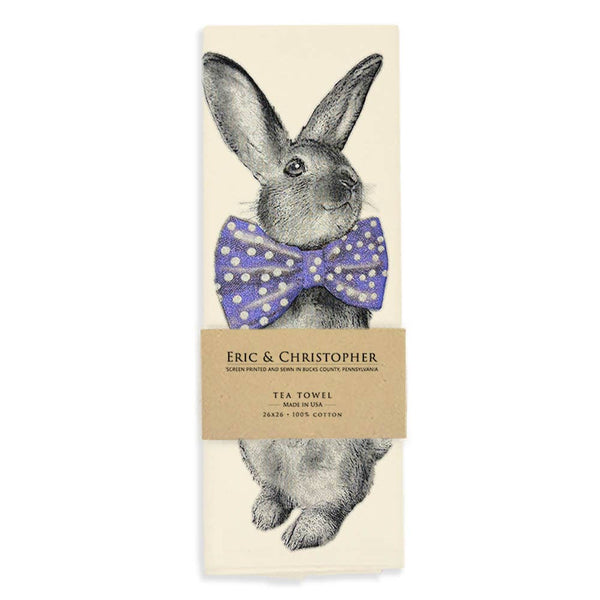 Bunny Bowtie Tea Towel Purple