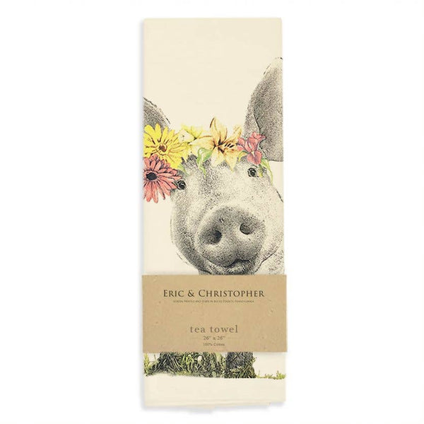 Squiggles the Pig Tea Towel