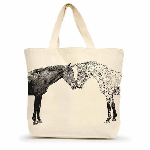 Kissing Horses Large Tote
