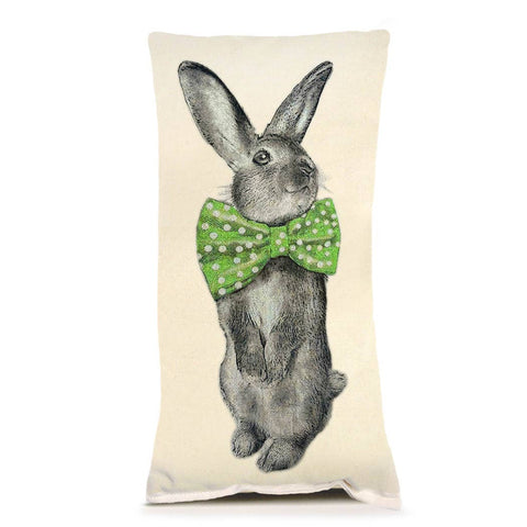Bunny Bowtie Pillow - Green