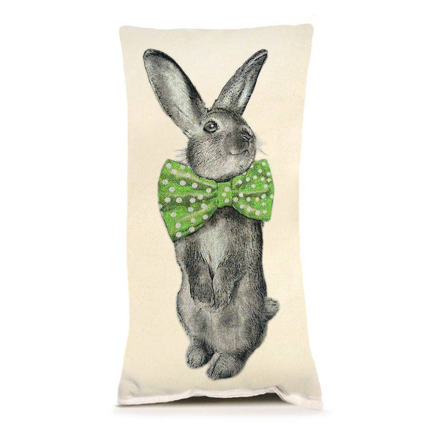 Bunny Bowtie Pillow - Green