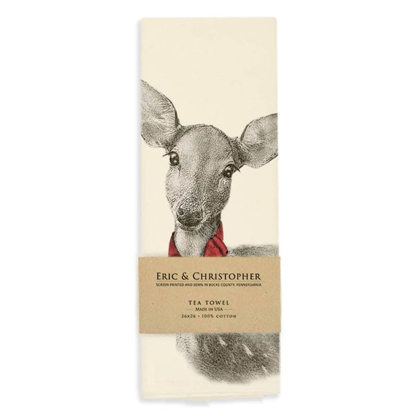 Fawn with Bow Tea Towel