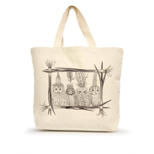 Little Owls Large Tote (with Border)