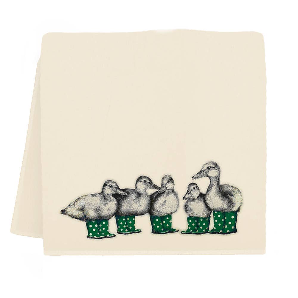 Duck with Green Boots Tea Towel