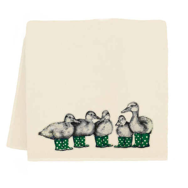 Duck with Green Boots Tea Towel