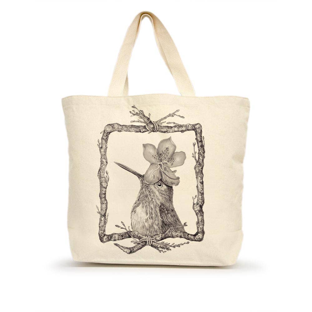 Rex the Hummingbird Large Tote (with Border)