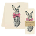Bunny Bowtie Tea Towel Pink