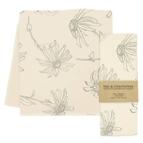 Floral Tea Towel (Driftwood Grey)