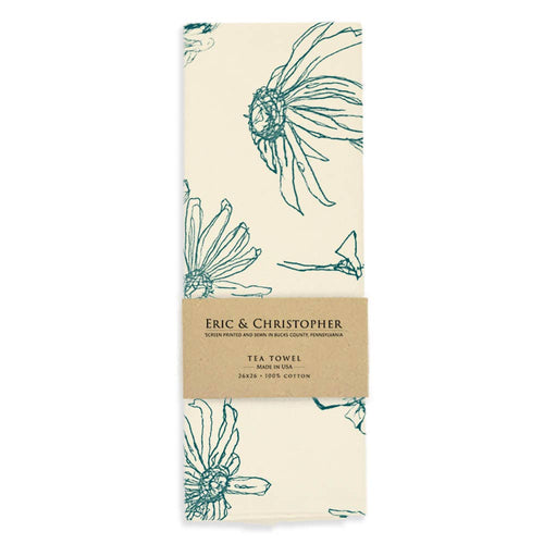 Floral Tea Towel (Lagoon Blue Color)