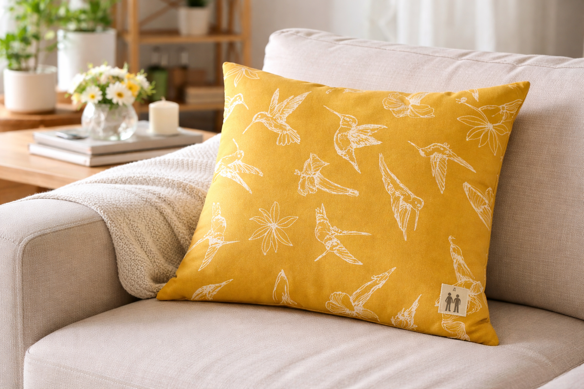 NEW Large Hummingbird Pillow (Sunshine Yellow)