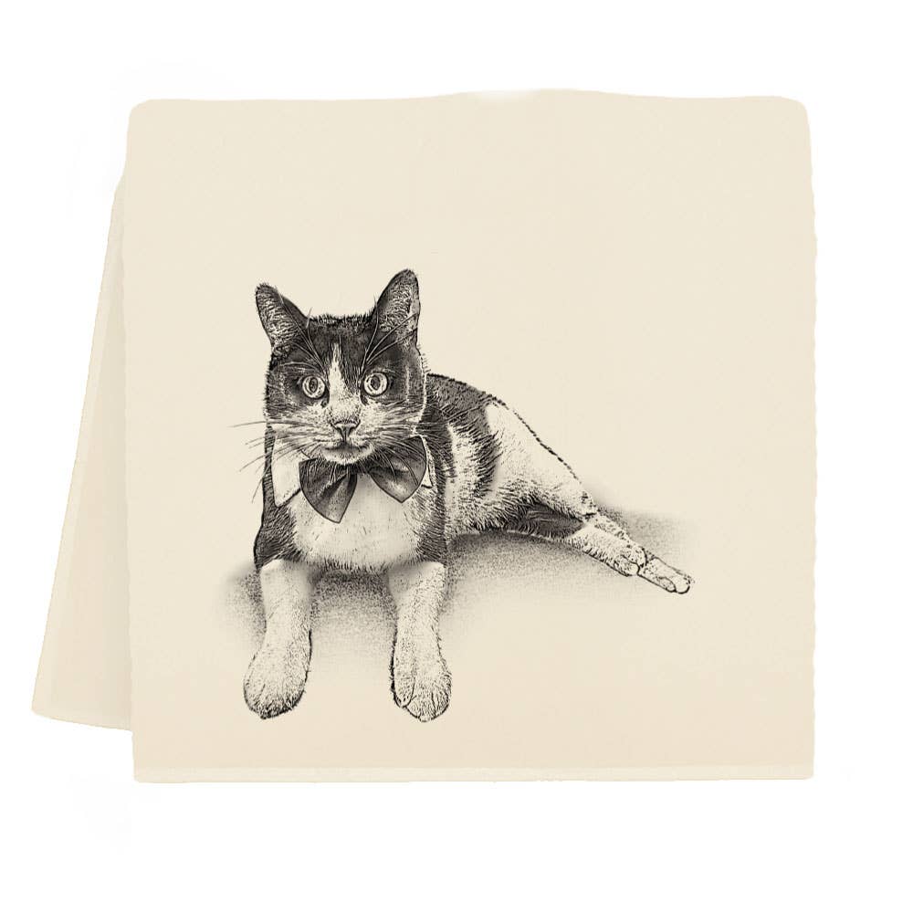 Tuxedo Cat Tea Towel - "Sundance"