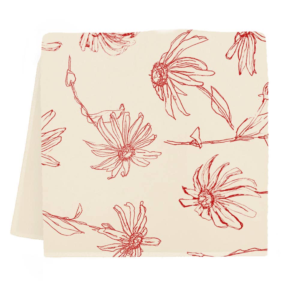 Floral Tea Towel (Orange Peel)