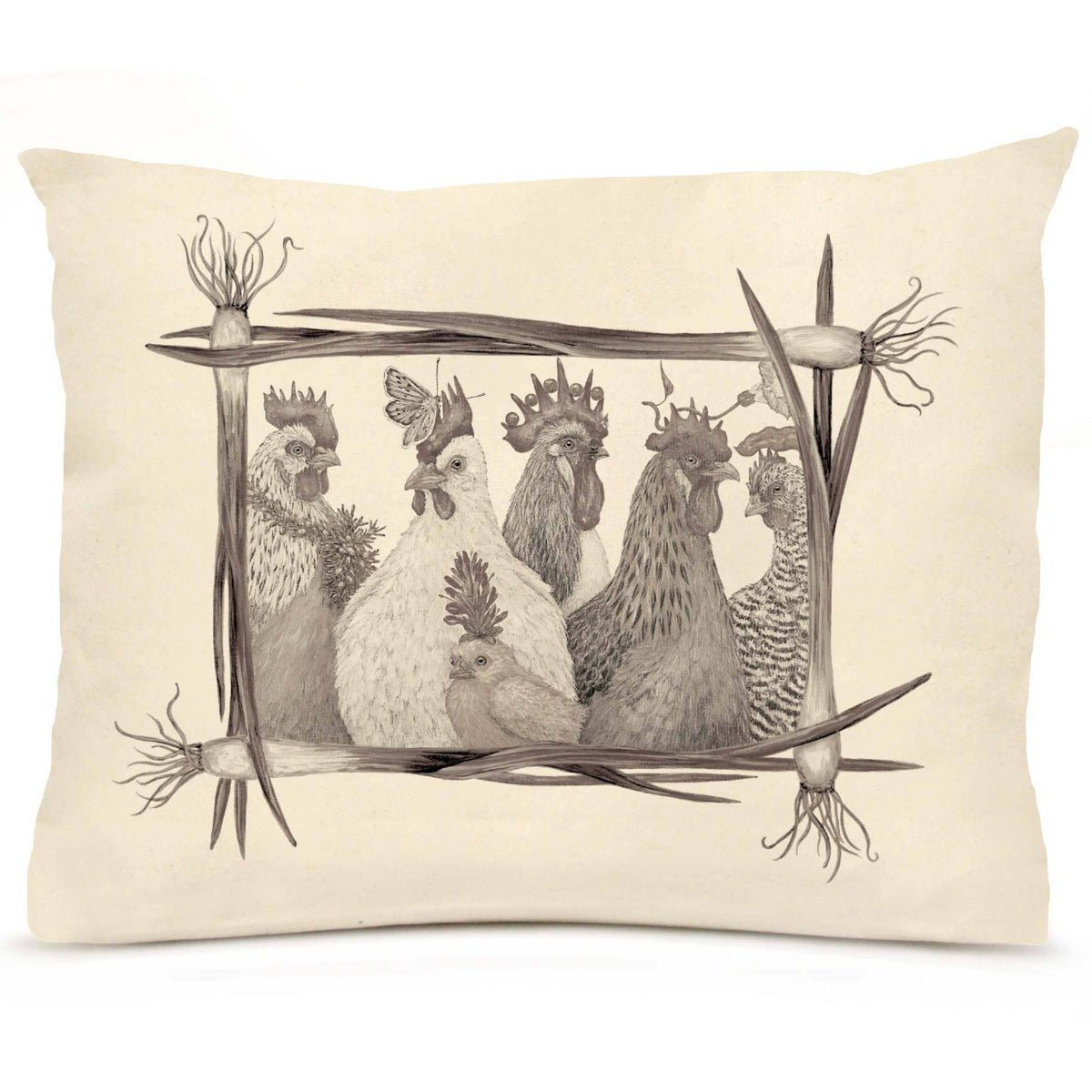 Party at the Coop Large Pillow (with Border)