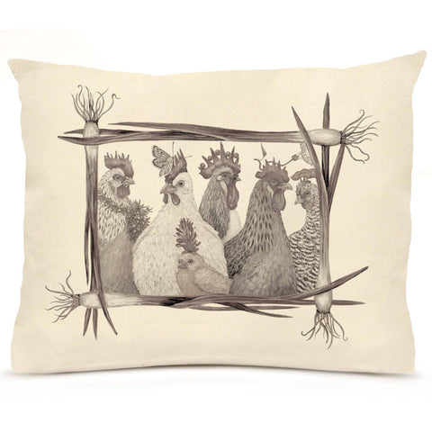 Party at the Coop Large Pillow (with Border)