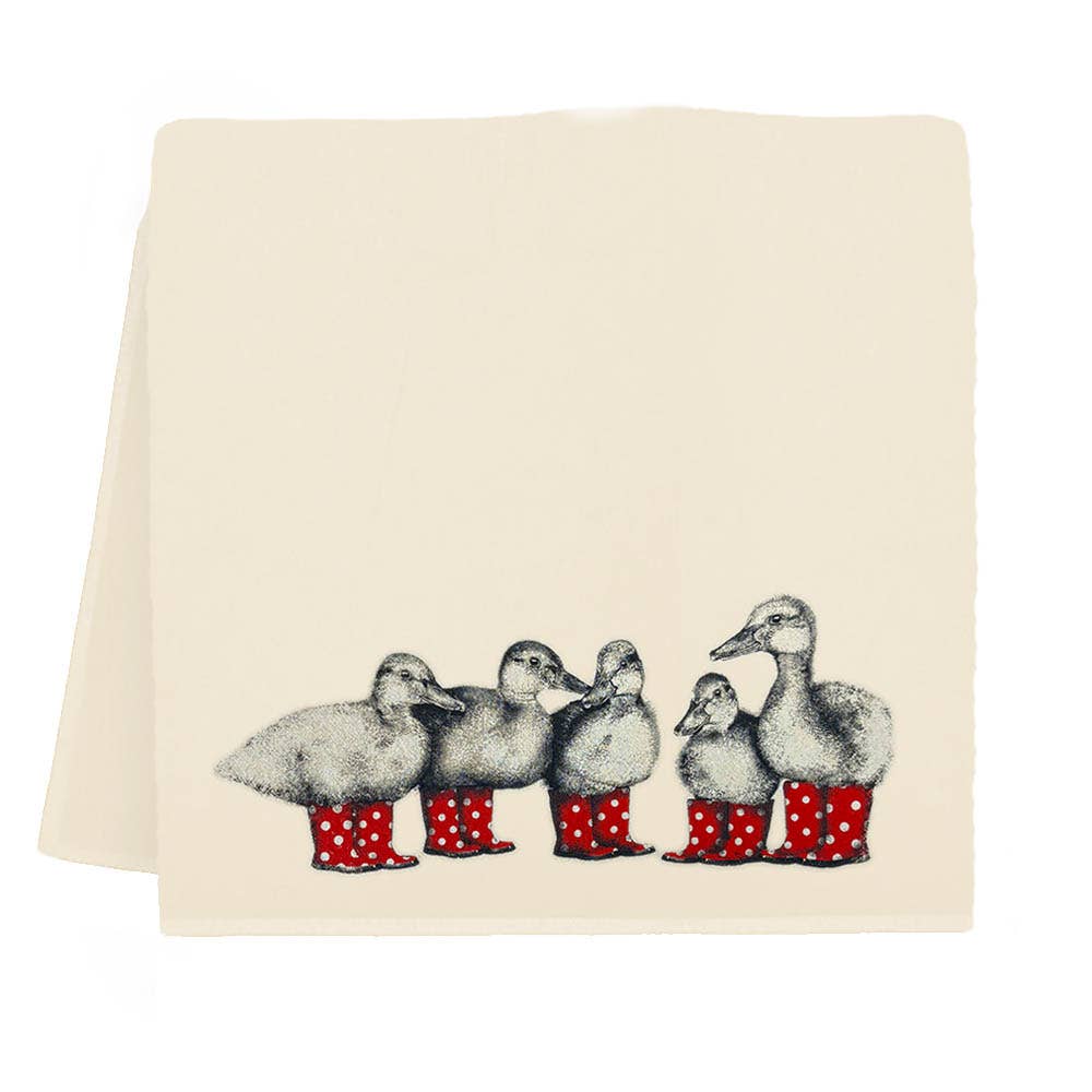 Duck with Red Boots Tea Towel