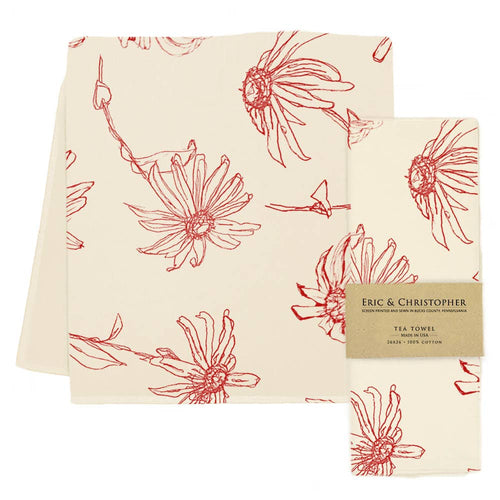 Floral Tea Towel (Orange Peel)