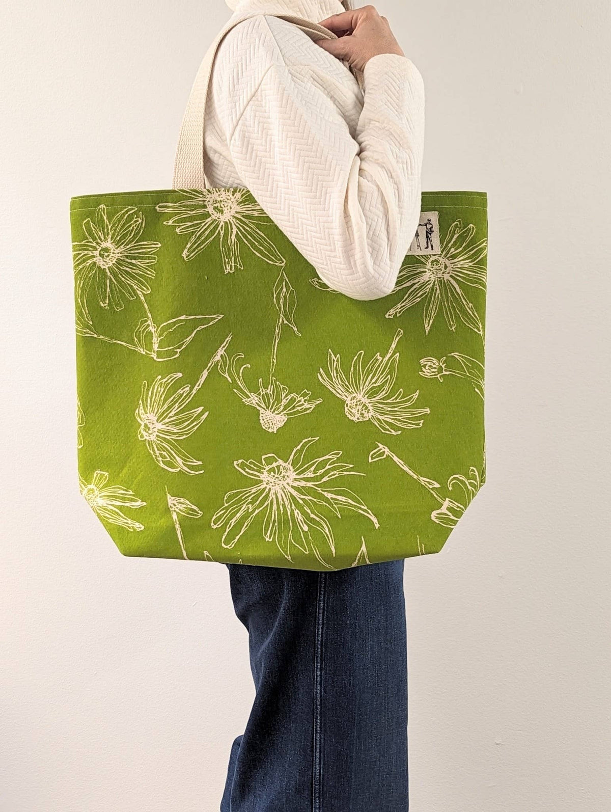 Black Eyed Susan Large Tote (Key Lime Green)