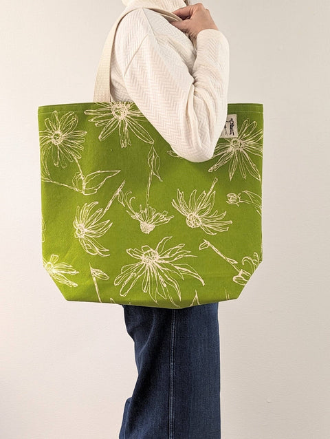 Black Eyed Susan Large Tote (Key Lime Green)