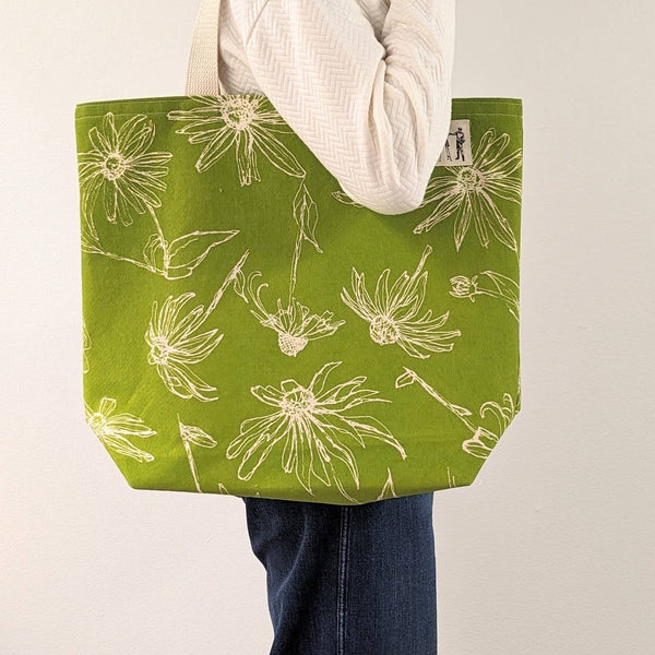 Black Eyed Susan Large Tote (Key Lime Green)