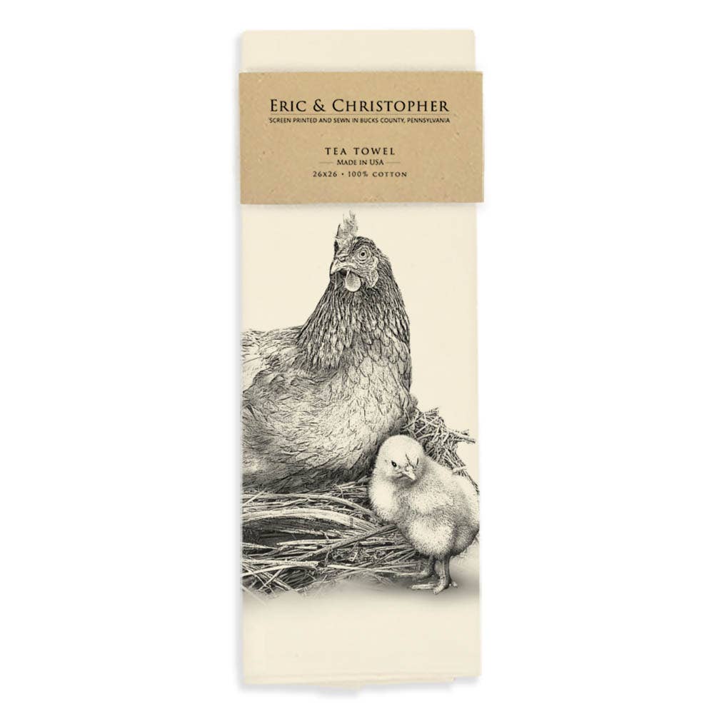 Hen with Chicks Spring Tea Towel