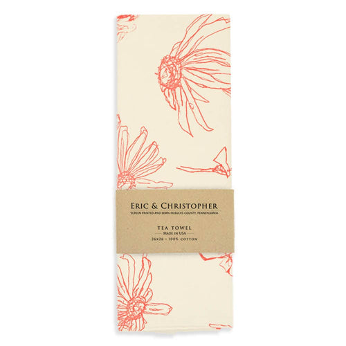 Floral Tea Towel (Coral Pink Color)